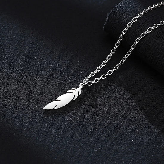 Collar y colgante de pluma discreto para hombre