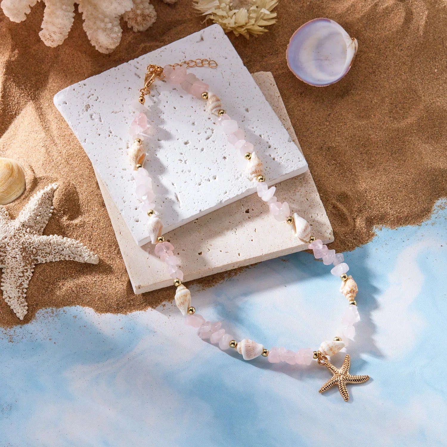 Collar y su colgante con forma de concha para mujer blanco