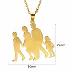 Collar y su colgante "Mamá, papá, hijo e hija"