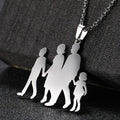 Collar y su colgante "Mamá, papá, hijo e hija"