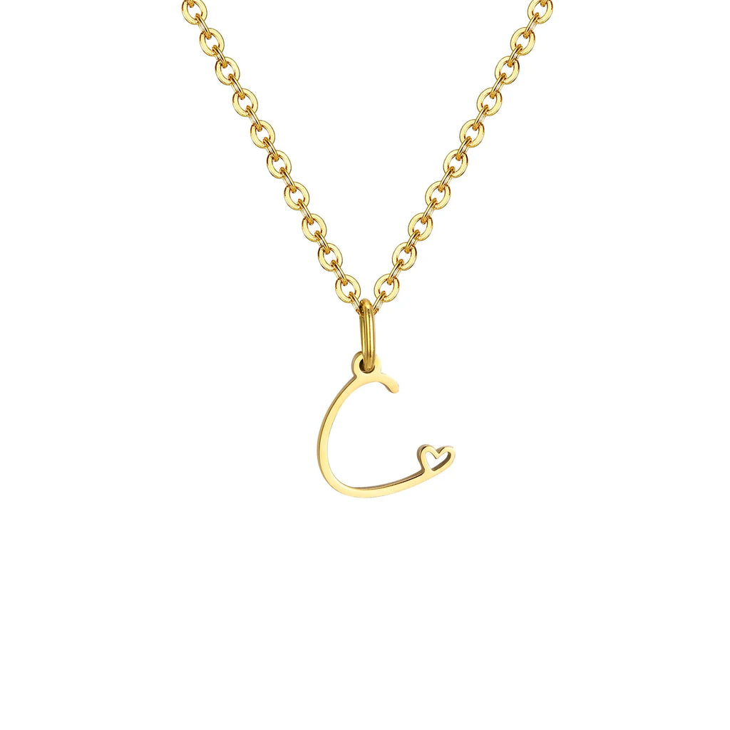 Collar para mujer con colgante inicial letra y corazón c