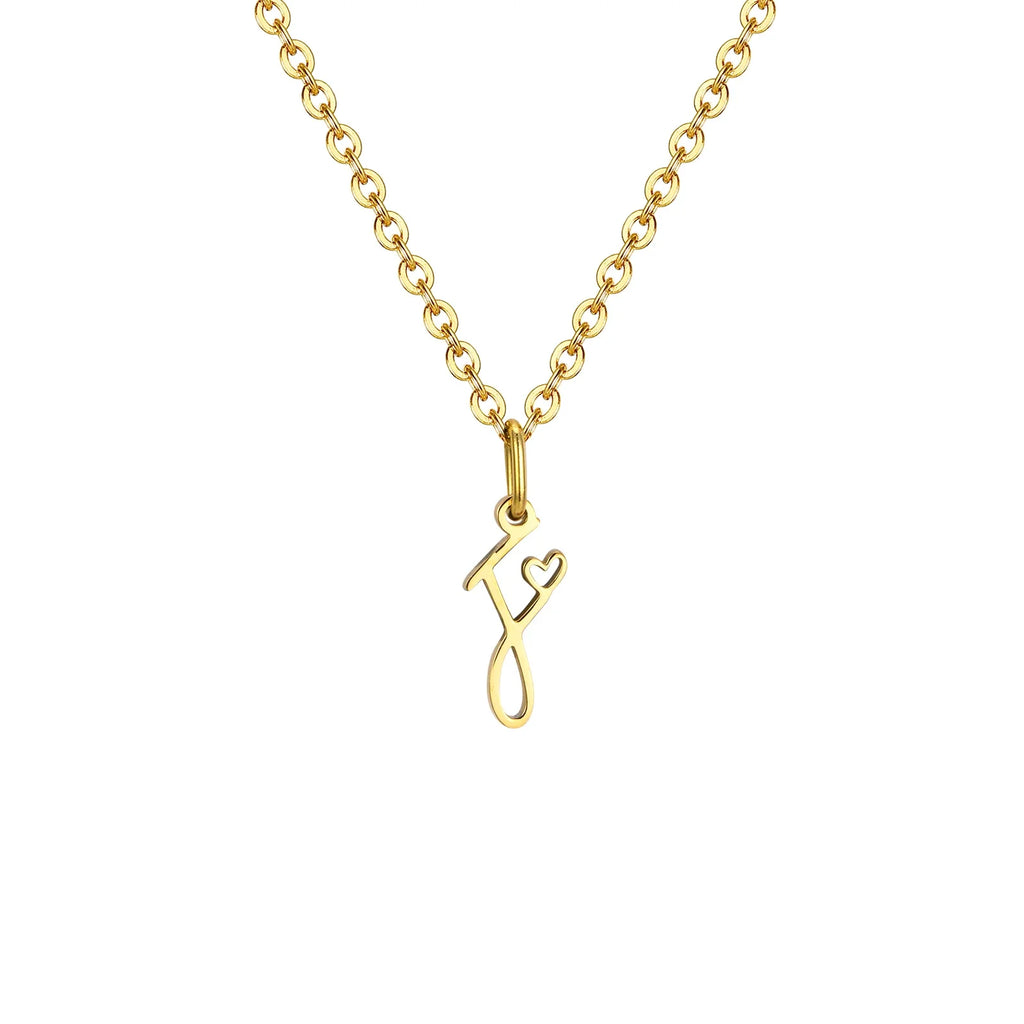 Collar para mujer con colgante inicial letra y corazón f