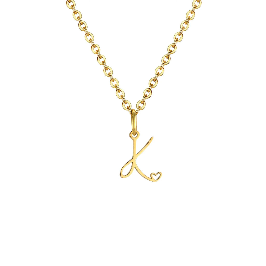 Collar para mujer con colgante inicial letra y corazón k