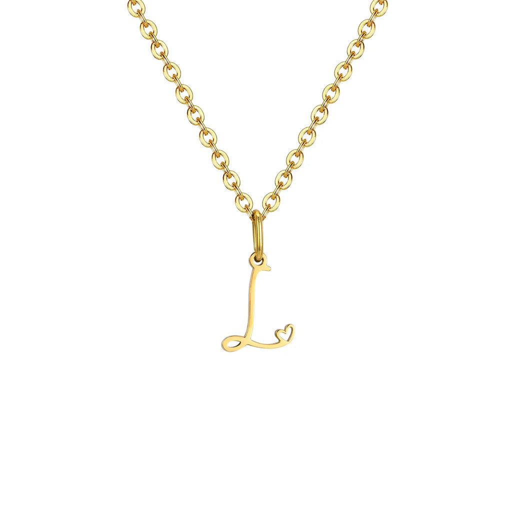 Collar para mujer con colgante inicial letra y corazón l