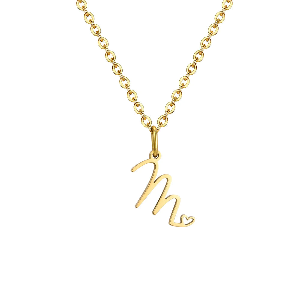 Collar para mujer con colgante inicial letra y corazón m