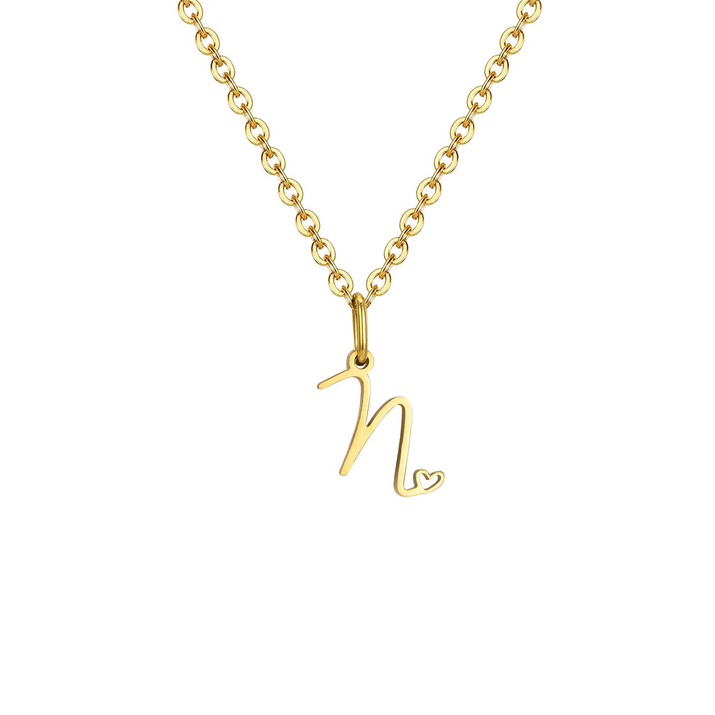 Collar para mujer con colgante inicial letra y corazón n