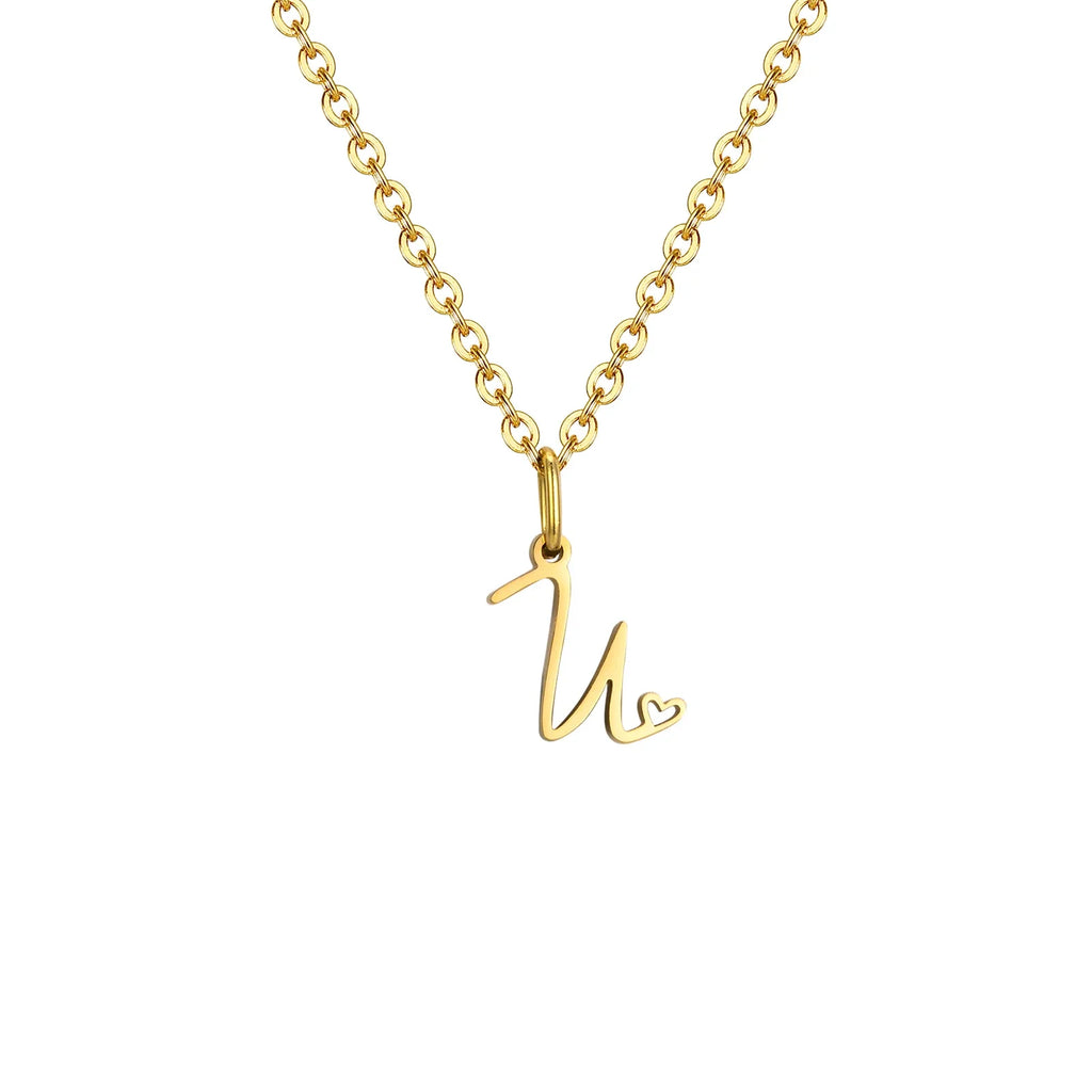 Collar para mujer con colgante inicial letra y corazón u