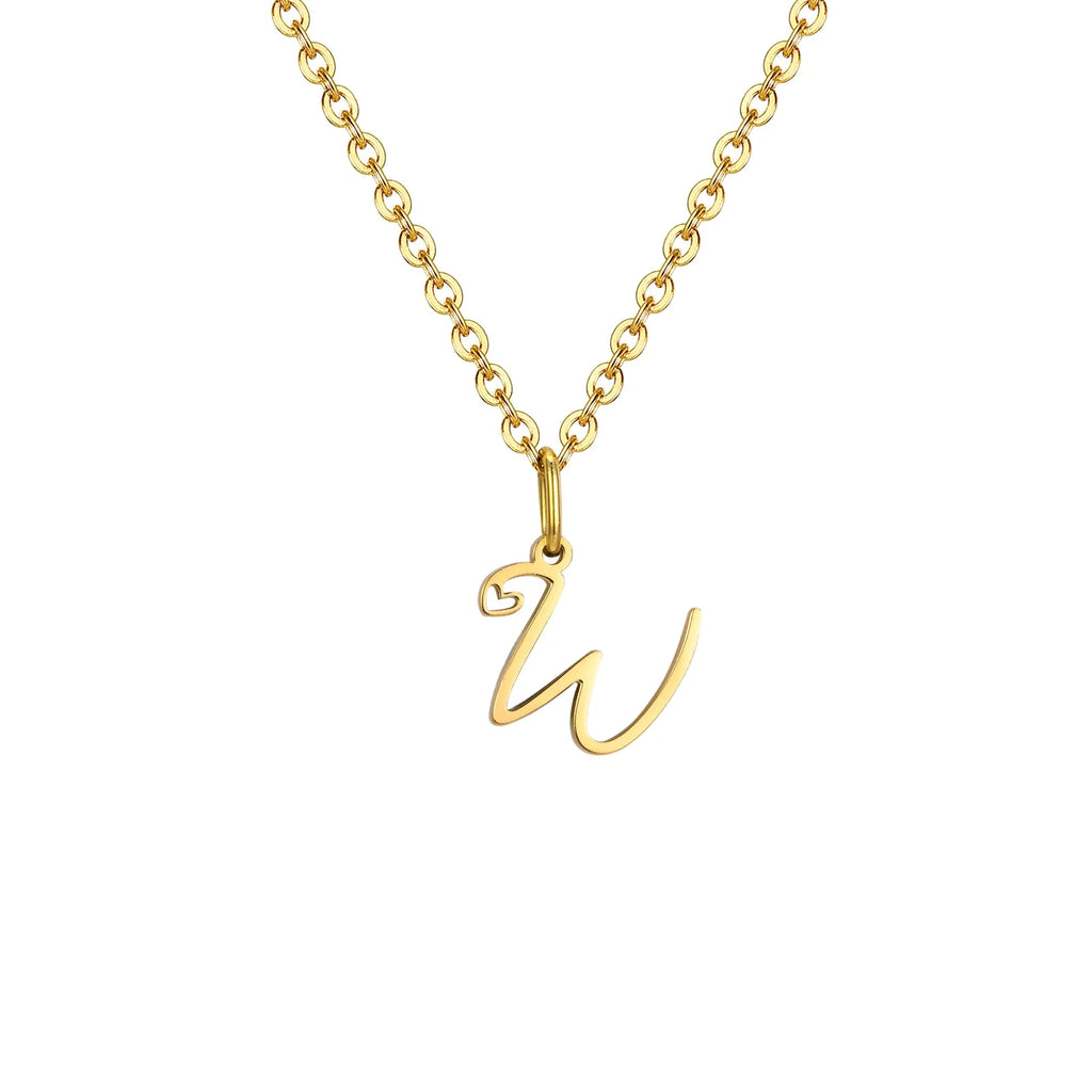 Collar para mujer con colgante inicial letra y corazón w