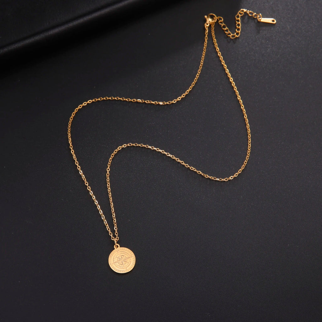 Collar Mujer Colgante Brújula Rosa de los Vientos Cardinal oro