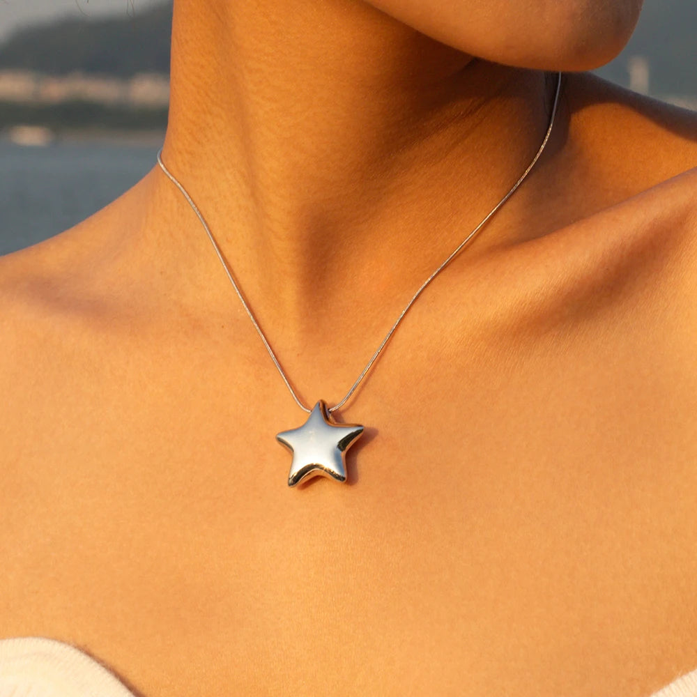 Collar Mujer Colgante Estrella plata