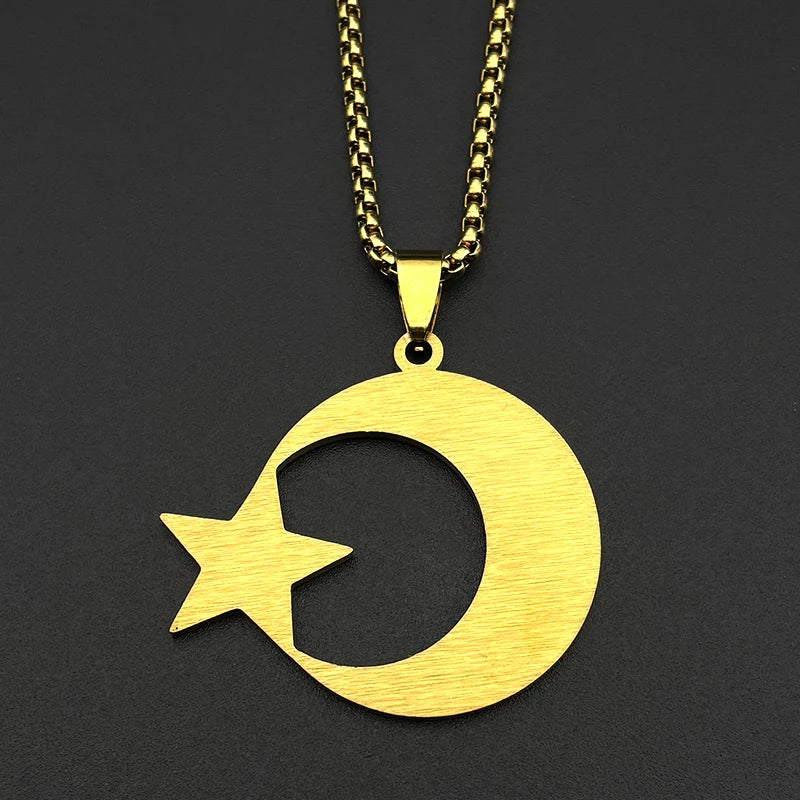 Collar hombre "türk" en runas göktürk: media luna y estrella