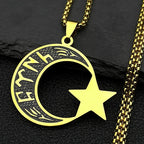 Collar hombre "türk" en runas göktürk: media luna y estrella dorada