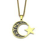Collar hombre "türk" en runas göktürk: media luna y estrella dorada
