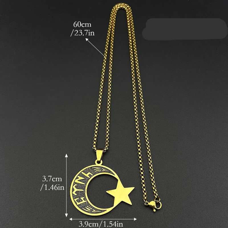 Collar hombre "türk" en runas göktürk: media luna y estrella