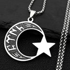 Collar hombre "türk" en runas göktürk: media luna y estrella plateada