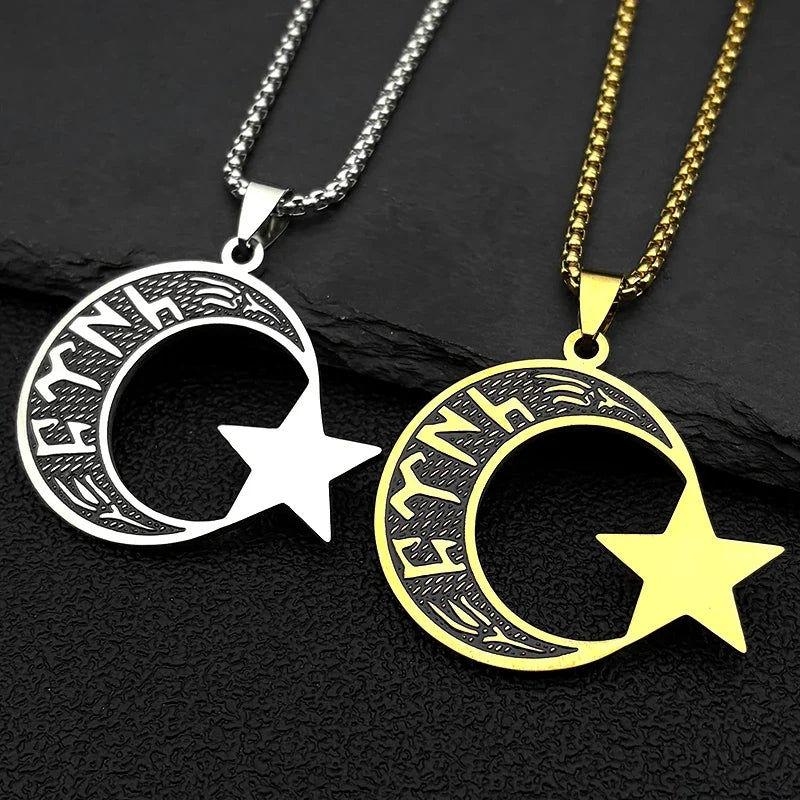 Collar hombre "türk" en runas göktürk: media luna y estrella