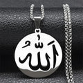 Collar largo con colgante Allah islam musulmán para hombre o mujer plata