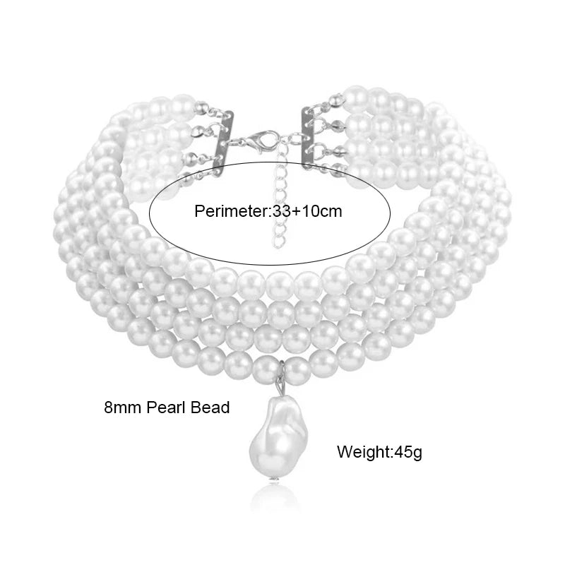 Collar de perlas de varias vueltas con su colgante de perla 
