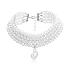 Collar multicapas con colgante de perla gota de agua oro