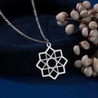 Collar Octagrama Colgante Mandala Geometría Sagrada plata