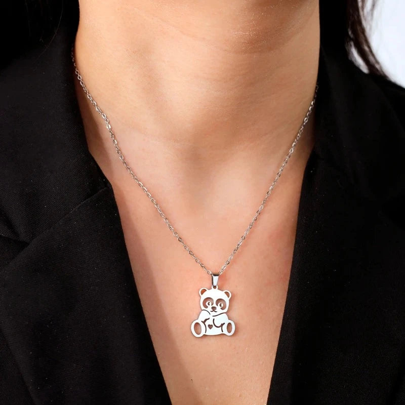 Collar Panda Lindo Plata