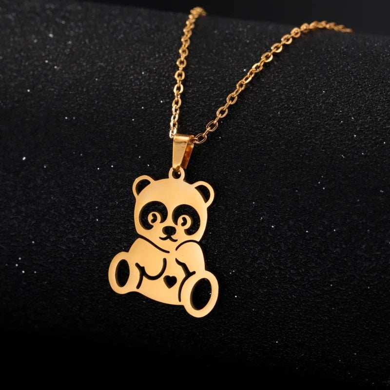 Collar Panda Colgante Lindo Oro