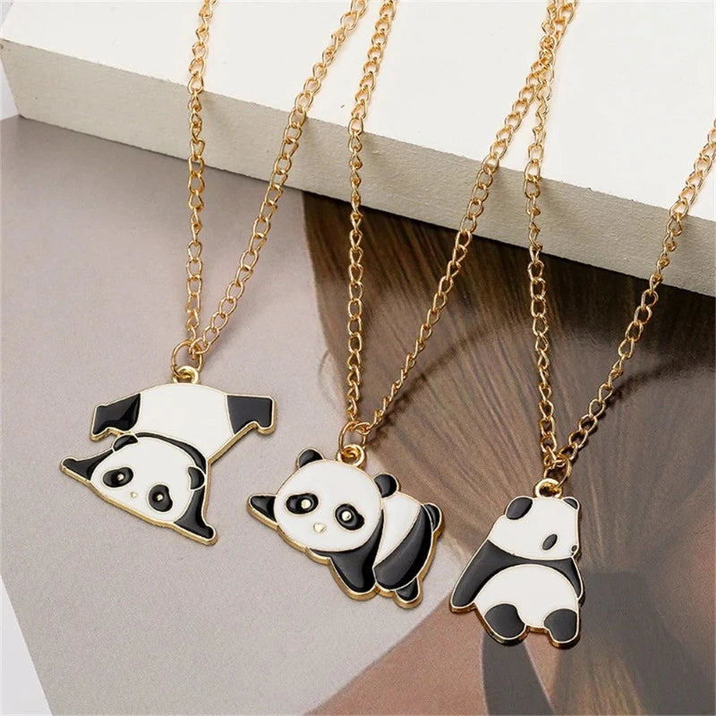 Collares Panda Colgante Oro paquete de 3