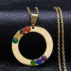 Collar Colgante 7 Chakras Flor Sagrada Piedras Naturales Cadena Hombre Mujer 3 oro