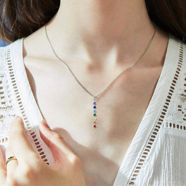 Collar Colgante 7 Chakras Piedras Naturales Cadena Hombre Mujer