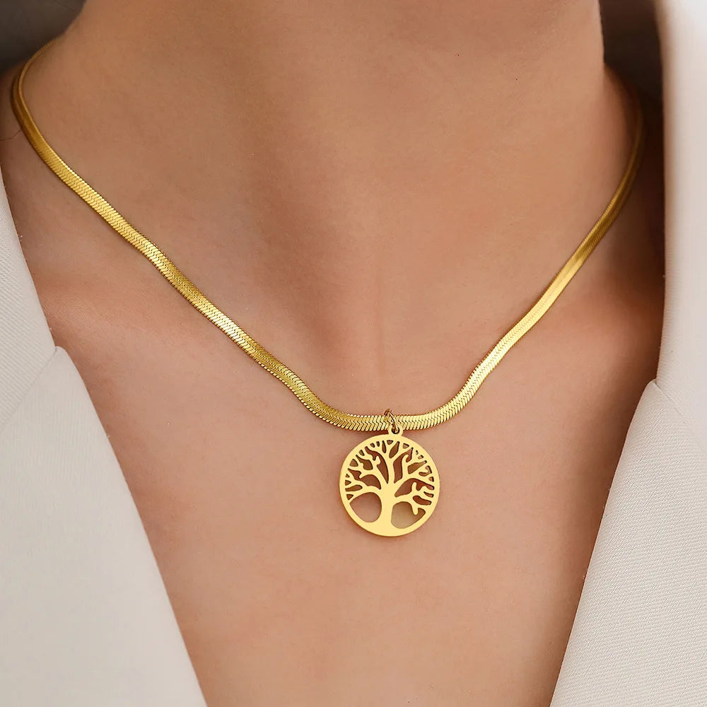 Collar y Colgante Árbol de la Vida - Cadena y Medallón Mujer Árbol de la Vida oro