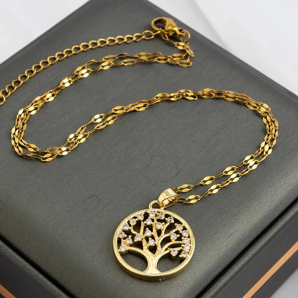 Collar Colgante Árbol de la Vida con Cristal