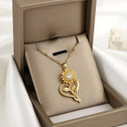 Collar con colgante de corazón y girasol giratorio anti-estrés