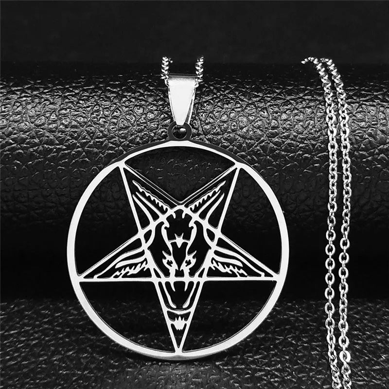 Collar Colgante Baphomet Satanás Gótico plata