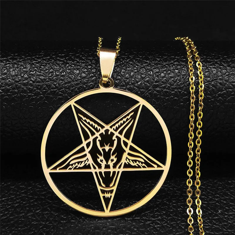 Collar Colgante Baphomet Satanás Gótico oro