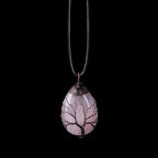 Collar Colgante Bola Piedra Natural Árbol de la Vida cuarzo rosa