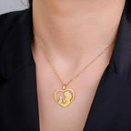 Collar Colgante Gato & Dueña oro