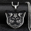 Collar Colgante Gato Negro Pentáculo Brujería Wicca