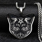 Collar Colgante Gato Negro Pentáculo Brujería Wicca