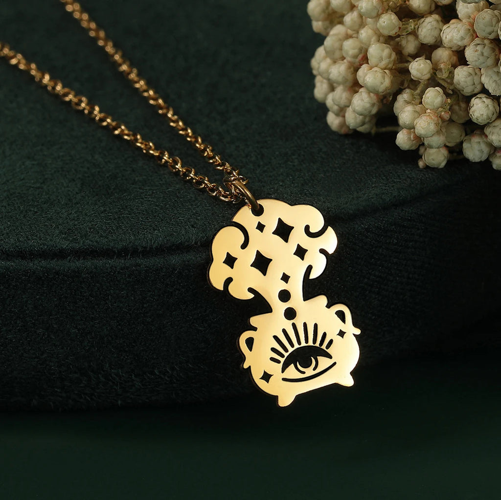 Collar Colgante Caldero Brujería Wicca oro