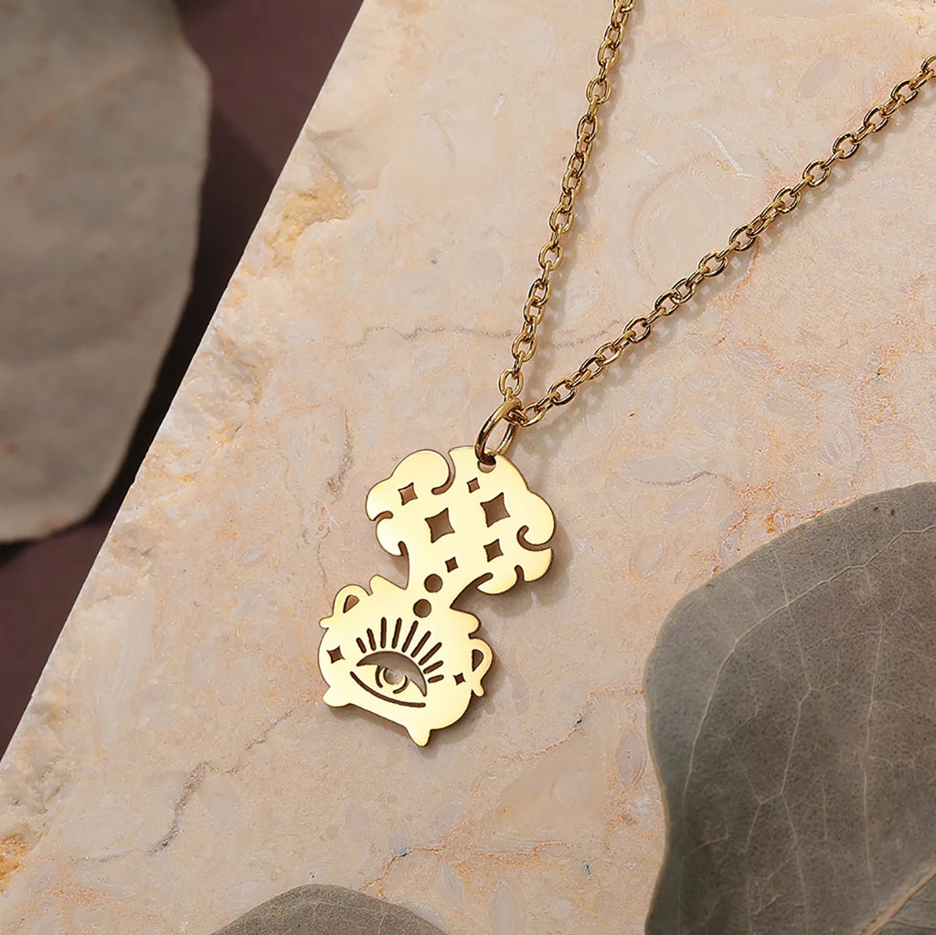 Collar Colgante Caldero Brujería Wicca oro