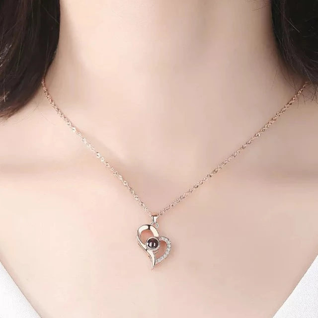 Collar Colgante Corazón "Te Amo" con Caja de Regalo plata