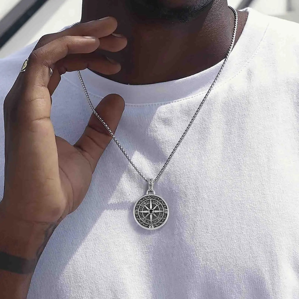 Collar Colgante Brújula Náutica Rosa de los Vientos Hombre