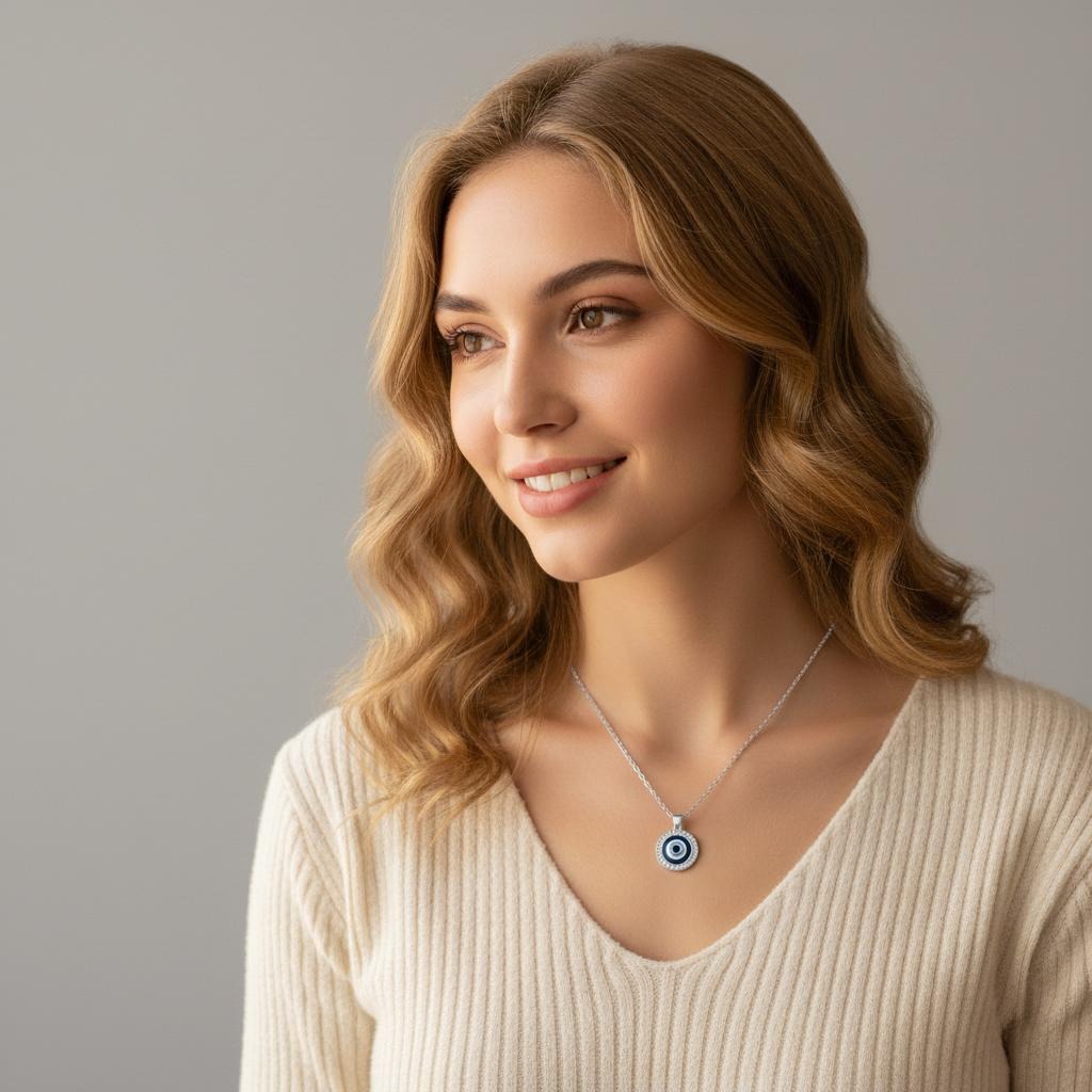 Collar colgante contra el mal de ojo azul griego turco Matiasma Mataki 