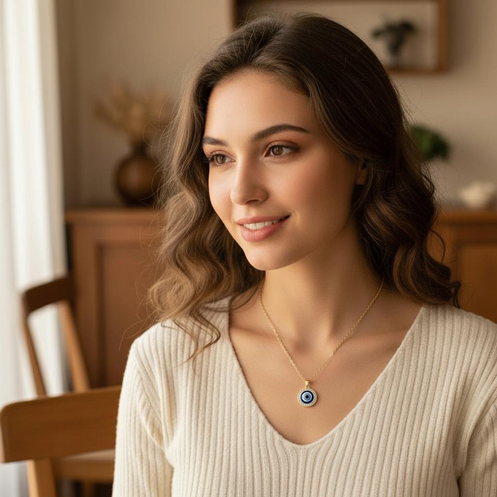 Collar colgante contra el mal de ojo azul griego turco Matiasma Mataki 