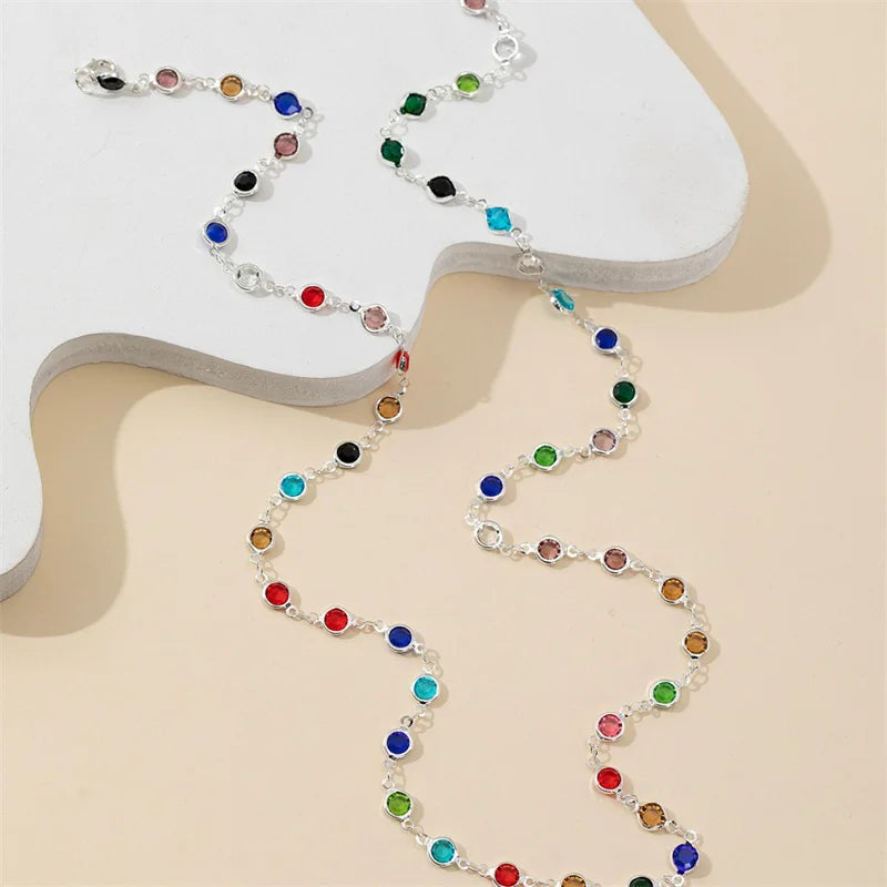 Collar colgante de estilo bohemio multicolor plata