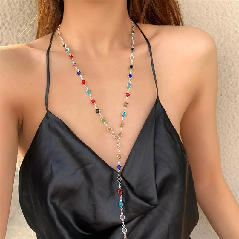 Collar colgante de estilo bohemio multicolor plata