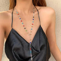 Collar colgante de estilo bohemio multicolor plata