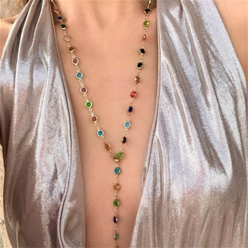 Collar colgante de estilo bohemio multicolor oro