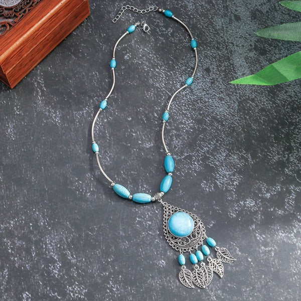 Collar Colgante Étnico Turquesa