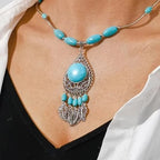 Collar Colgante Étnico Turquesa